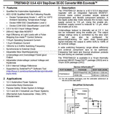 TPS57040QDGQRQ1 switch regulator TI original from stock