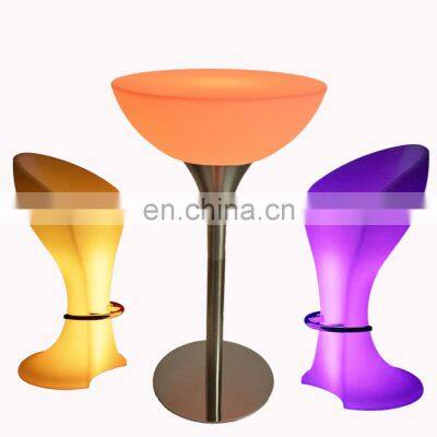 coffee shop hotel led bar furniture cocktail tables and chairs plastic kitchen counter height bar tables led stools