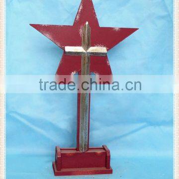 wholesale decorative shabby chic stand wood cross for home&garden decor. HW15A00362