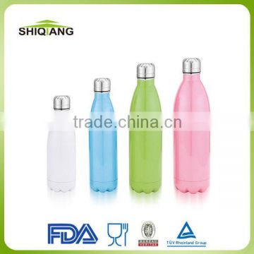 China mass production high quality colorful single wall s/s camping water bottle with lids and several capacities