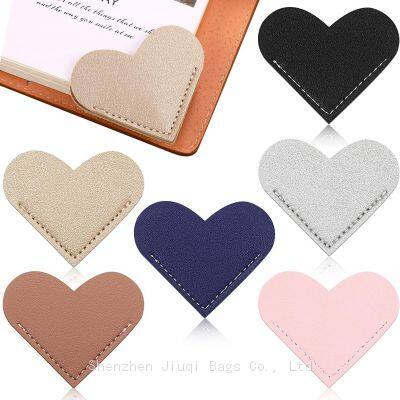 Cute Bookmark Heart-Shaped Page Corner Bookmark Handmade Leather Bookmarks in 18 Colors for Book Notebooks Novels