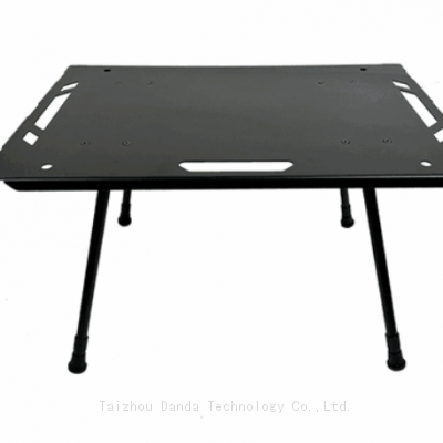 black color light weight camping table with holes