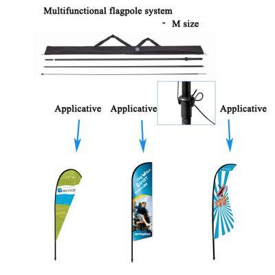 Combo Flag Pole：Sharkfin Teardrop Feather Rectangle Flag Stand Versatile Advertising Display for Events & Promotions photo-5