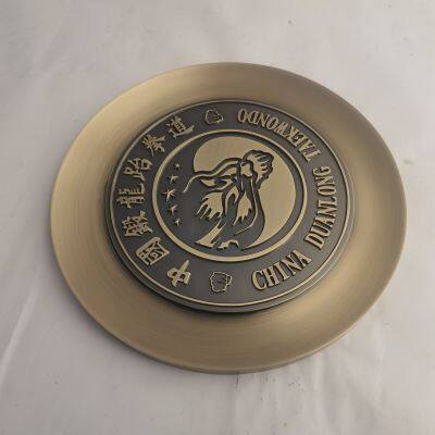 Customized Brass Doorplate Storefront Sign With Antique Relief Copper Plate Decoration. Aluminum Plaque for Villa Tea Room. photo-5