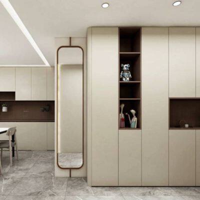 High-end Custom Arc Process Solid Wood Cladding Material - Hangmei Grille Rubber Wood Veneer Food Resin Wall Panel Large Board photo-5