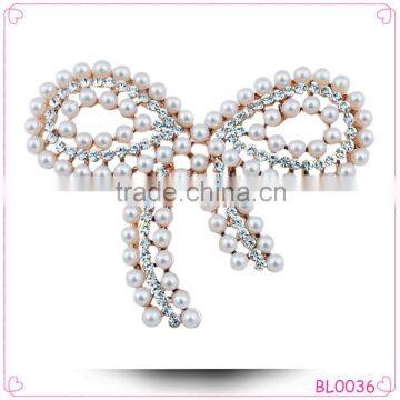 Pretty Fashion Bowknot Brooches Pearl Rhinestone Shaped Brooch Wholesale