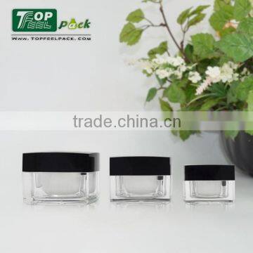 2015 Pouplar Square Cream Jar With Pink Cap 5g 15g 30g 50g Plastic Jar