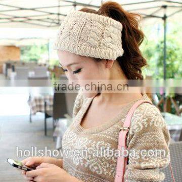 Fashion Beige Twisted Knit Crochet Winter Lady Headband