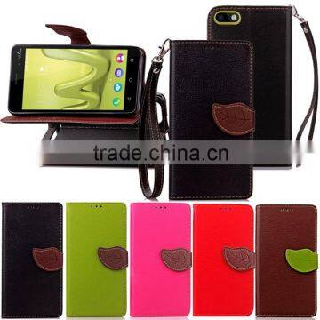 2016 New Stand Leaf Leather Case for Wiko Lenny 3 with strap