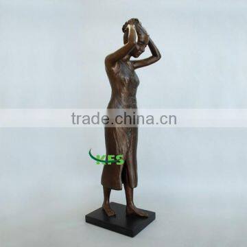 Bronze washing hair lady sculpture