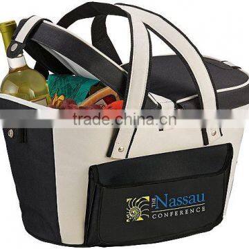 600D polyester convenient two pockets family picnic cooler basket