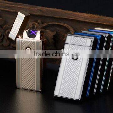 Fashion Double Pulse Arc Metal Ultra-Thin USB Lighter Creative Charging Electronic Cigarette Lighters Gift Box photo-2
