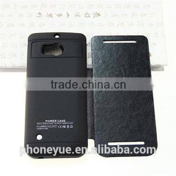 2016 new leather flip external battery power bank cover case for htc one M8