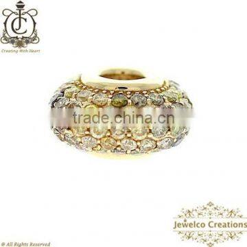 Pave Diamond Rondelle Finding, 14K Gold Diamond Jewelry Component, Gold Rondelle, Diamond Jewelry Component Wholesaler