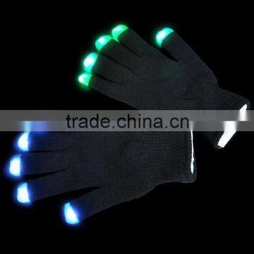 New Black LED Flashing Glow Light Finger Gloves Glove Rave Party 6 mode