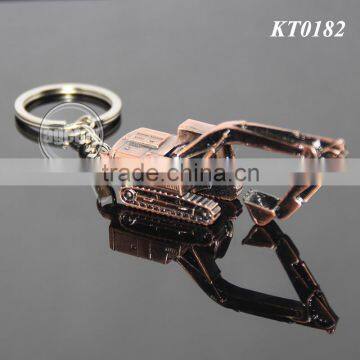 3D Mini Excavator Shaped Promotional Rose Copper Alloy Metal Excavator Keyring photo-4