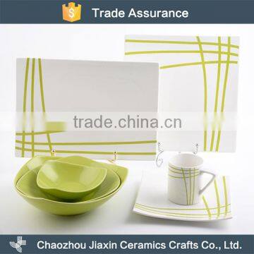 Cheap hotel tableware modern ceramic decal dinnerware set