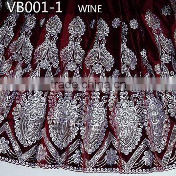 embroidery design velvet fabric african velvet lace fabric for sale VB003-1