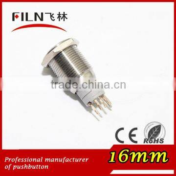 16mm Blue Ring 6V LED Flat Actuator Stainless Steel Metal Push Button photo-3