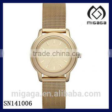 Japan quartz movement Women's Gold Stainless Steel Bracelet Watch