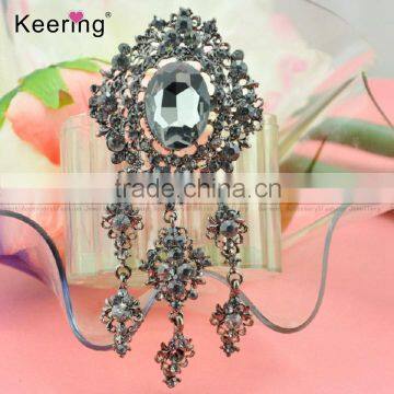 13*5.7cm gunmental rhinestone drop brooch WBR-1442