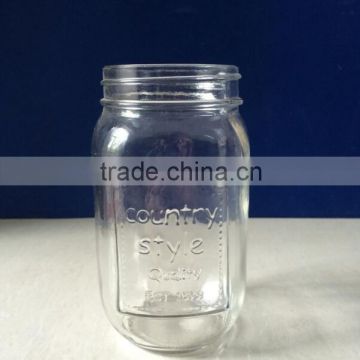 Carved Country Style Candy Glass Jar 500ml Wholesale with Cap