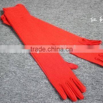 Long stretch satin gloves