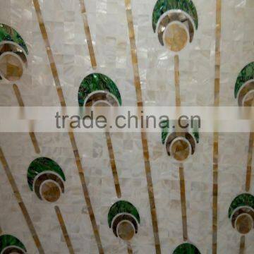 Customized Peacock Design Art Shell Mosaic Picture Wall Paper for Background Wall photo-3