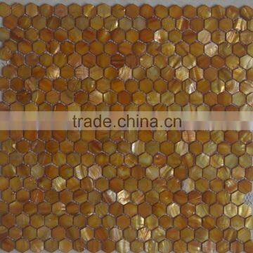 Gold hexagonal freshwater shell mosaic tile,bathroom tile