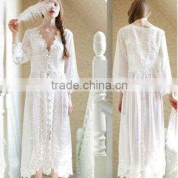 Women's Sexy Lace Robes Long Classic Lounge Wedding Gown Nightwear photo-2