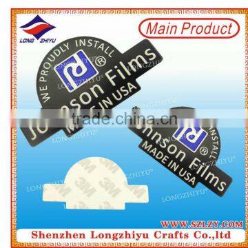 Custom metal car glass badge 3M self adhesive metal plates emblem with your own company logo design