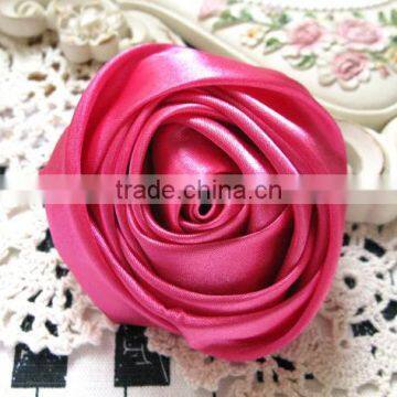 75mm Large Soft Satin Rose Flower,Handmade Fabric Flower For Hair