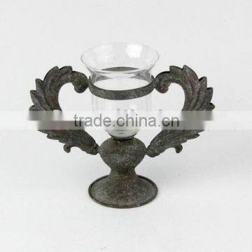 spike metal candle holder w/hurricane glass