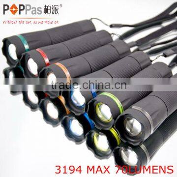 1W powerful led colorful promotional Zoom flashlight with color ring