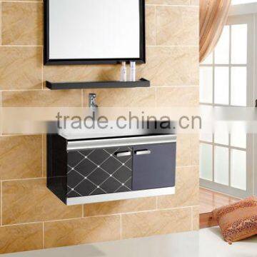 High gloss waterproof black wall mounted stainless steel bathroom cabinet (WMD-625)