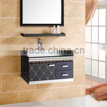 High gloss waterproof black wall mounted stainless steel bathroom cabinet (WMD-625-1)