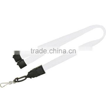 3/4" blank lanyard with safety breakaway and plastic hook