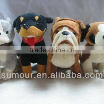 A series of Lovely Stuffed sitting Plush Dog with ribbon