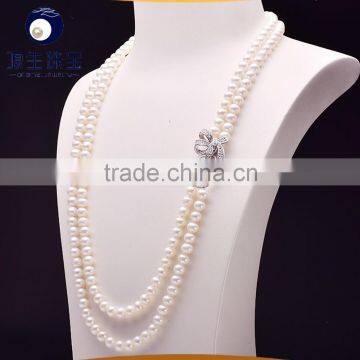 white color long pearl charms for necklaces fresh water real pearl