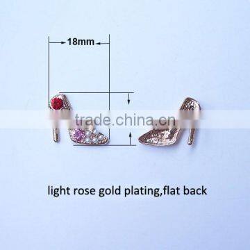 (M0364) 18mmx14mm Women Shoe's Metal Rhinestone Embellishment ,light Rose Gold Plating