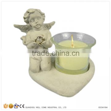 Cheap Modern Resin Angels with Hearts Tea Light Candle Holder