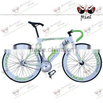Charming Color! Road Bicycle, Green Sheep Horn Handlebar Colorful Fixed Gear Bicycle White And Green