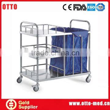 3 layers stainless steel hotel housekeeping trolley