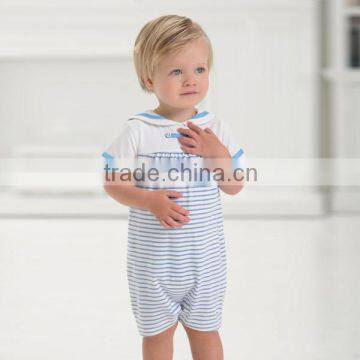 DB1014 wholesale davebella 2014 summer new arrival 100% cotton striped baby rompers baby boy coverall