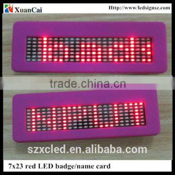 7x23 Red USB+switch + Rechargeable battery mini LED display/LED name card/LED tag /Led badge