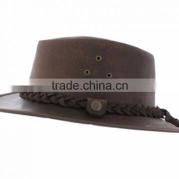 Western / Australian / Aussie / Outback Real Leather Bush Hat With Chinstrap photo-2