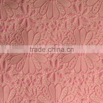 Flora design pattern 100% polyester jacquard lady cloth fabric plain dyed