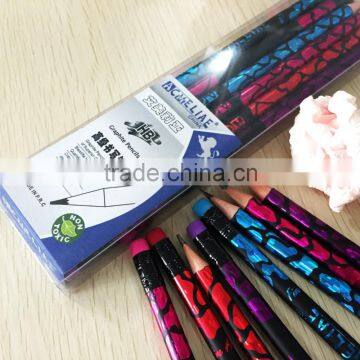 Standard size round shape soft wood HB pencil sharpened with heat rolling laser logo