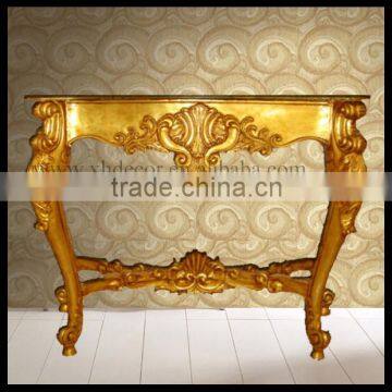 French Neo Classical Louis XVI Style Console Carved Gold Finish wood carved console table