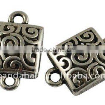 Tibetan Style Connectors, Lead Free & Nickel Free, Cube, Antique Silver Color, about 23x15x8mm, hole: 2mm(TIBEB-A12496Y-AS-FF)